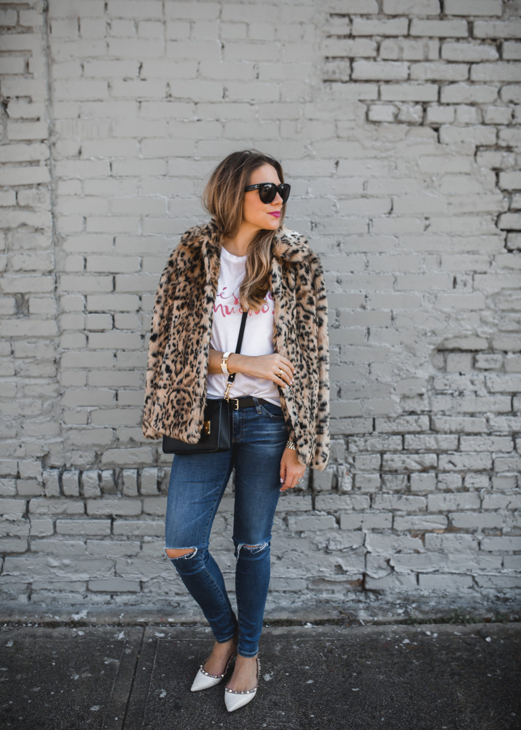 Ashley Robertson wearing Leopard Coat 