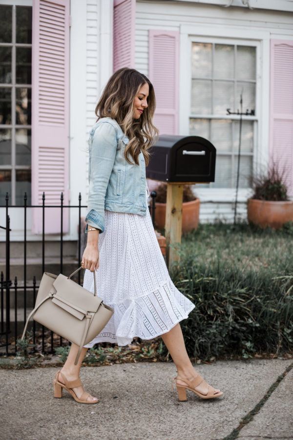 My Favorite Spring Combo: A White Eyelet Dress with Denim Jacket | The ...