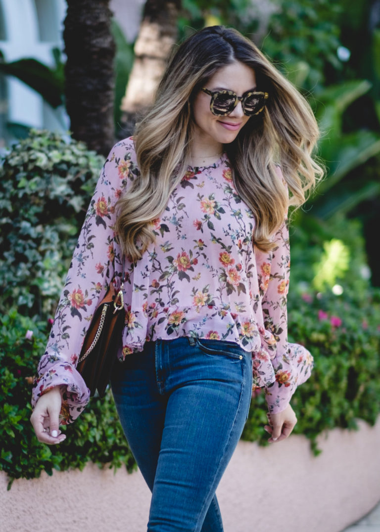 Floral Blouse With Ruffles The Teacher Diva A Dallas Fashion Blog Featuring Beauty And Lifestyle 8499