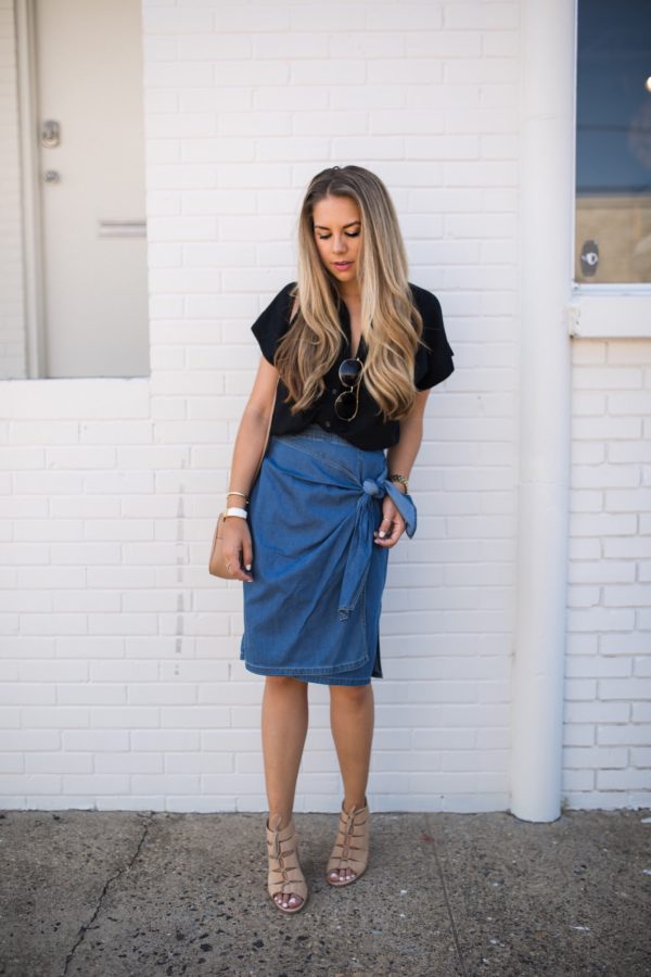 Denim Tie Waist Skirt | The Teacher Diva: a Dallas Fashion Blog ...