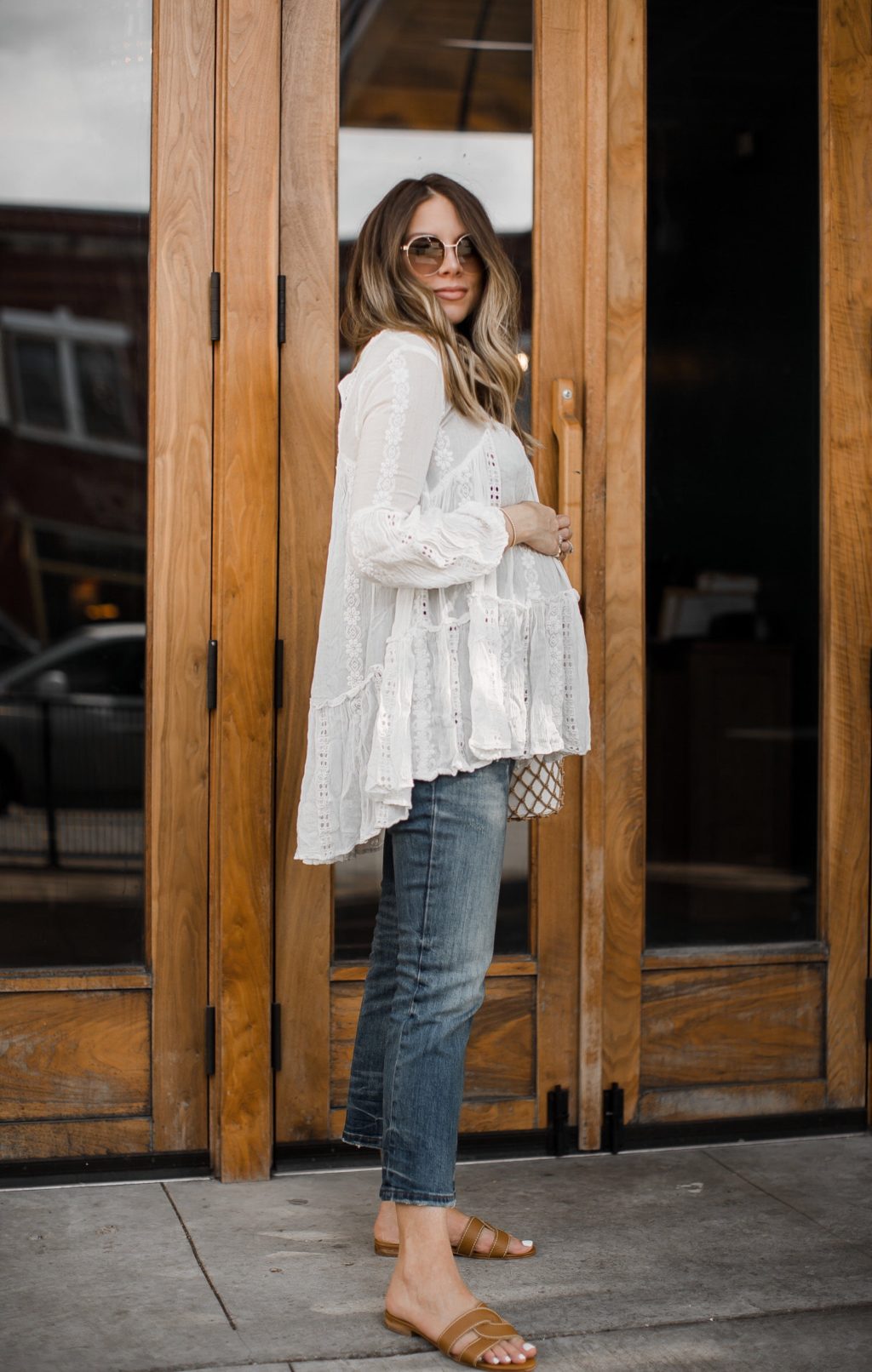 white lace blouse outfit