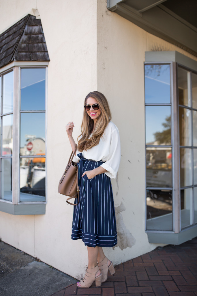 Striped Midi Skirt | The Teacher Diva: a Dallas Fashion Blog featuring ...
